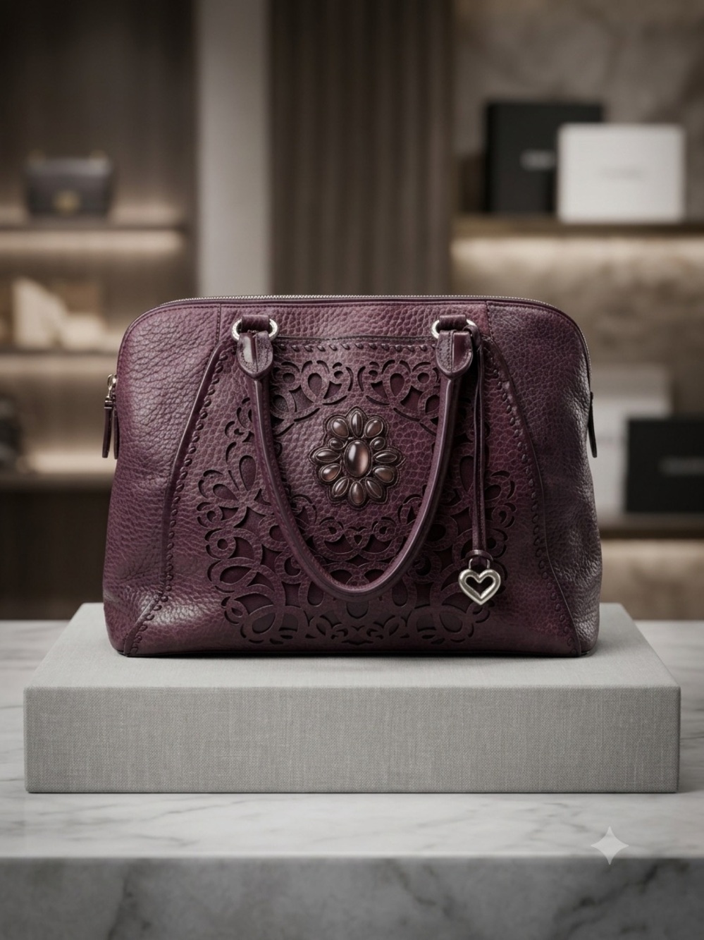 Brighton Purple Joelle Pebbled Leather Purse